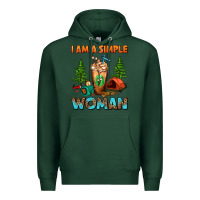 Sports Green I Am A Simple Woman Camping Frappe Premium Hoodie - FaDigitalArtStudio