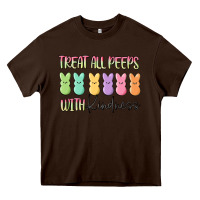 Chocolate Brown treat all peeps with kindness Heavy Core Tee - MaliasSmallBusiness