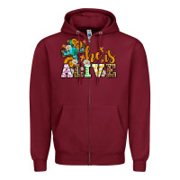 Burgundy Easter Day He is alive with cross Zipper Hoodie - OliviaCreatesArt
