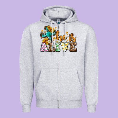 Easter Day He Is Alive With Cross Zipper Hoodie Designed By Oliviacreatesart
