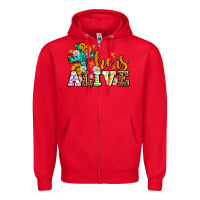 Red Easter Day He is alive with cross Zipper Hoodie - OliviaCreatesArt