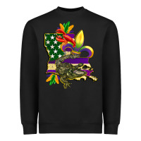 Black louisiana map american flag mardi gras Heavyweight Sweatshirt - CowGirlArtShop