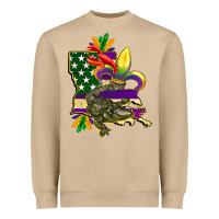 Mushroom louisiana map american flag mardi gras Heavyweight Sweatshirt - CowGirlArtShop