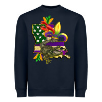 Navy louisiana map american flag mardi gras Heavyweight Sweatshirt - CowGirlArtShop