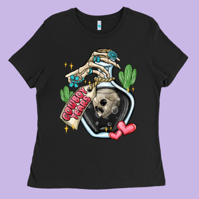 Cowboy Tears Ladies Tee Designed By Maliassmallbusiness