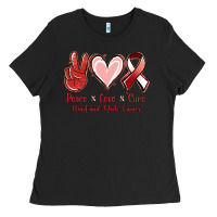 Peace Love Cure Heart And Neck Cancer Ladies Tee | Teevron