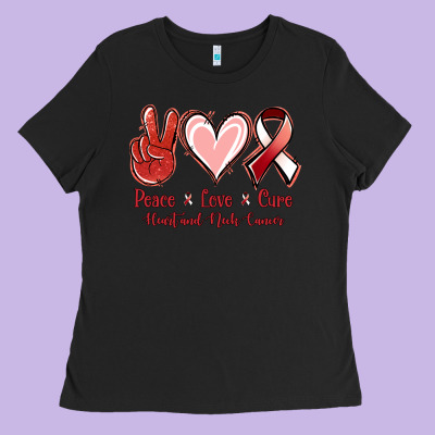 Peace Love Cure Heart And Neck Cancer Ladies Tee Designed By Jasminsmagicworld