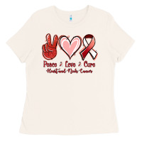 Bone Peace Love Cure Heart And Neck Cancer Ladies Tee - Jasminsmagicworld