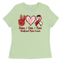 Matcha Peace Love Cure Heart And Neck Cancer Ladies Tee - Jasminsmagicworld