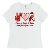 White Peace Love Cure Heart And Neck Cancer Ladies Tee - Jasminsmagicworld