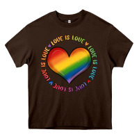 Chocolate Brown love is love Heavy Core Tee - MaliasSmallBusiness
