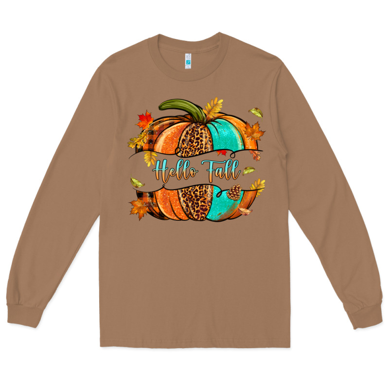 Pumpkin Hello Fall Long Sleeve Tee by NancyCooperArtShop | Teevron