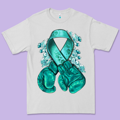 Ovarian Cancer Teal Ribbon With Boxing Gloves Premium Tee Designed By Nancycooperartshop