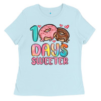 Baby Blue 100 days sweeter Ladies Tee - MaliasSmallBusiness