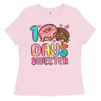 Bubblegum Pink 100 days sweeter Ladies Tee - MaliasSmallBusiness