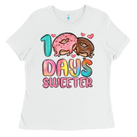 White 100 days sweeter Ladies Tee - MaliasSmallBusiness