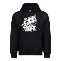 Black Drawing Cat Urban Hoodie - RacoonDesign