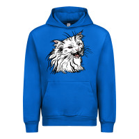 Cobalt Drawing Cat Urban Hoodie - RacoonDesign