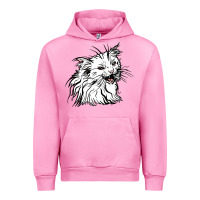 Fuchsia Pink Drawing Cat Urban Hoodie - RacoonDesign