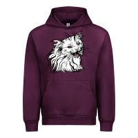 Mauve Wine Drawing Cat Urban Hoodie - RacoonDesign