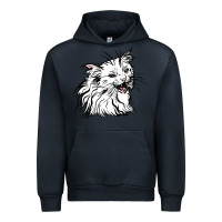 Navy Drawing Cat Urban Hoodie - RacoonDesign
