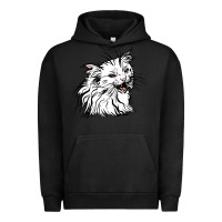 Pigment Black Drawing Cat Urban Hoodie - RacoonDesign