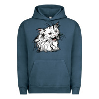 Pigment Midnight Navy Drawing Cat Urban Hoodie - RacoonDesign