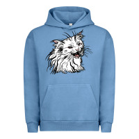 Pigment Pebble Blue Drawing Cat Urban Hoodie - RacoonDesign