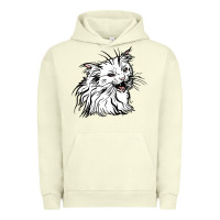 Pigment Pistachio Drawing Cat Urban Hoodie - RacoonDesign