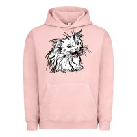 Pigment Salmon Drawing Cat Urban Hoodie - RacoonDesign