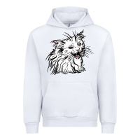 White Drawing Cat Urban Hoodie - RacoonDesign
