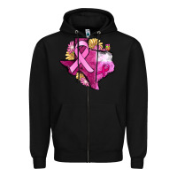 Black Texas Cancer Awareness map Zipper Hoodie - FaDigitalArtStudio