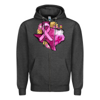 Charcoal Heather Texas Cancer Awareness map Zipper Hoodie - FaDigitalArtStudio
