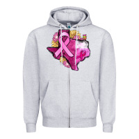 Heather Grey Texas Cancer Awareness map Zipper Hoodie - FaDigitalArtStudio