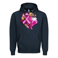 Navy Texas Cancer Awareness map Zipper Hoodie - FaDigitalArtStudio