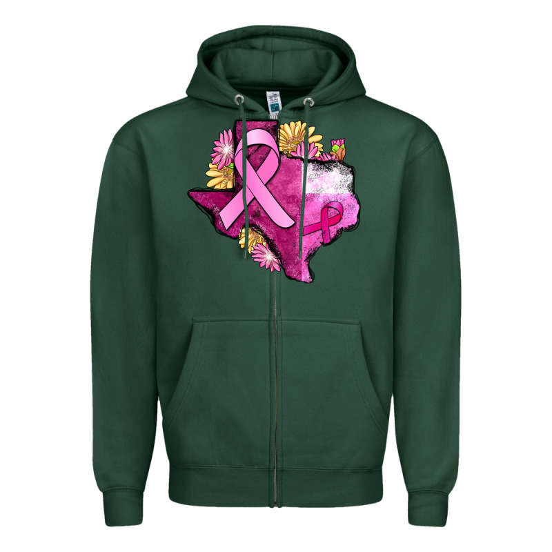 Texas Cancer Awareness Map Zipper Hoodie by FaDigitalArtStudio | Teevron