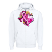 White Texas Cancer Awareness map Zipper Hoodie - FaDigitalArtStudio
