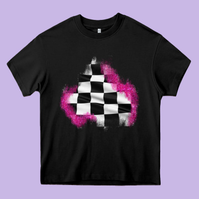 Race Flag Glitter Patch Heavy Core Tee Designed By Adodesignshop