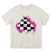 Cream race flag glitter patch Heavy Core Tee - AdoDesignShop