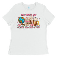 White 100 days of doing teacher stuff Ladies Tee - MaliasSmallBusiness