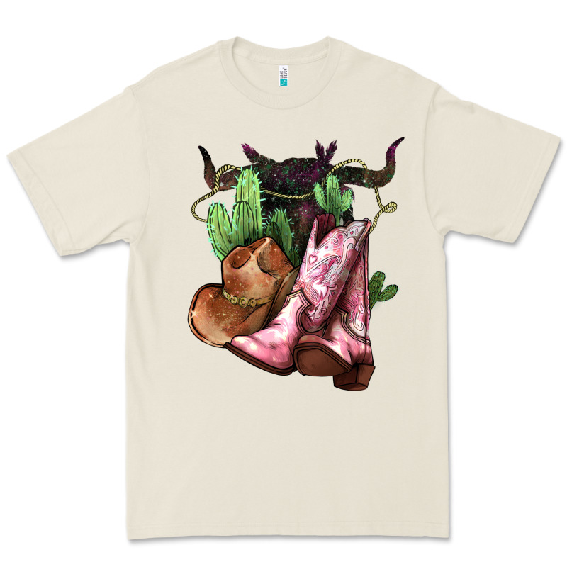 Cowgirl Boots Hat Horns Cactus Premium Tee by NancyCooperArtShop | Teevron