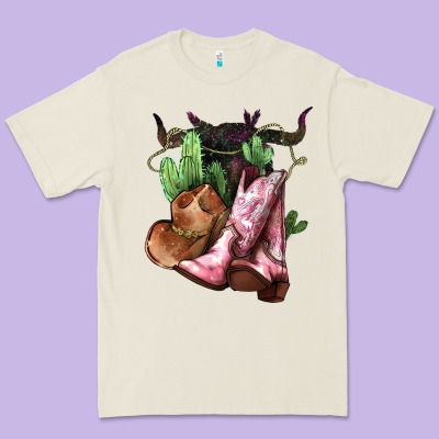 Cowgirl Boots Hat Horns Cactus Premium Tee Designed By Nancycooperartshop