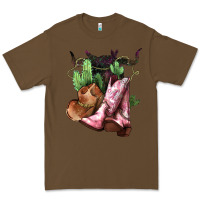 Cacao cowgirl boots hat horns cactus Premium Tee - NancyCooperArtShop