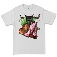Dove Grey cowgirl boots hat horns cactus Premium Tee - NancyCooperArtShop