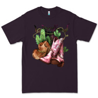 Plum cowgirl boots hat horns cactus Premium Tee - NancyCooperArtShop