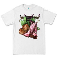 White cowgirl boots hat horns cactus Premium Tee - NancyCooperArtShop