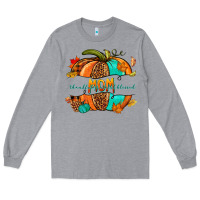 Heather Grey thankful grateful blessed mom pumpkin Long Sleeve Tee - NancyCooperArtShop