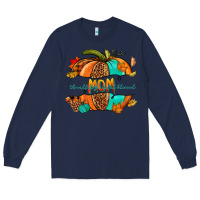 Navy thankful grateful blessed mom pumpkin Long Sleeve Tee - NancyCooperArtShop