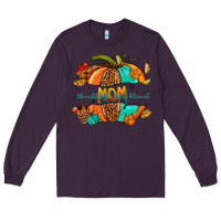 Plum thankful grateful blessed mom pumpkin Long Sleeve Tee - NancyCooperArtShop