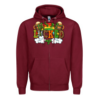 Burgundy Let's get lucked up St. Patrick's Day Zipper Hoodie - OliviaCreatesArt